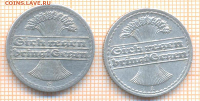 Германия 50 пф 1921АF г., до 23.01.2021 г. 22.00 по Москве - Германия 50 пф 1921 2шт 2612а