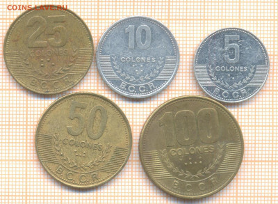 Коста-Рика 5 монет, до 23.01.2021 г. 22.00 по Москве - Коста Рика 5 монет 2613а