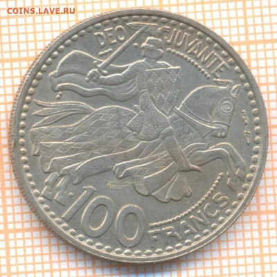 Монако 100 франков 1950 г., до 24.01.2021 г. 22.00 по Москве - Монако 100 франков 1950 2547