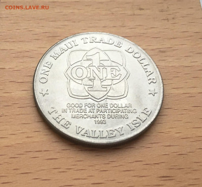 Гавайские острова 1 торговый доллар 1993 Рыба Кит Фауна - IMG_0801.JPG