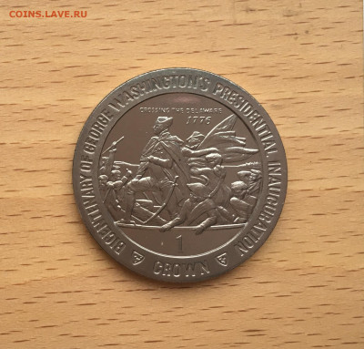 Крона Шайба Остров Мэн 1 крона 1989 переправа через Делавэр - IMG_0229.JPG