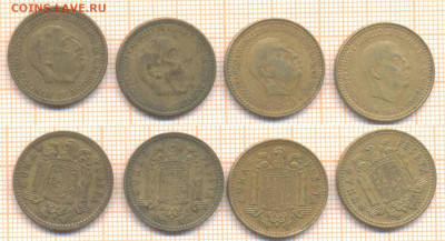 Испания 1 песета 4 шт, до 25.01.2021 г. 22.00 по Москве - Испания 1 песета 1953 63 66  1034