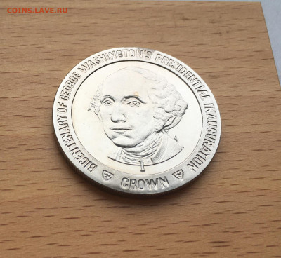 Крона Шайба Остров Мэн 1 крона 1989 Инаугурация Вашингтона - IMG_0219.JPG