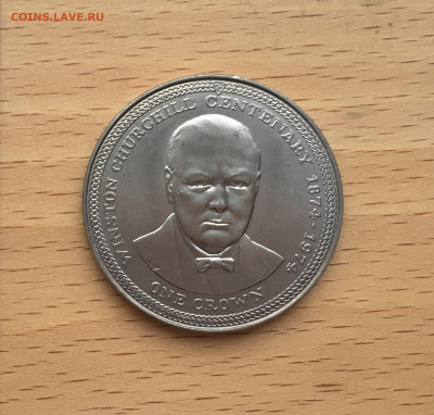 Шайба Остров Мэн 1 крона 1974 100 лет Уинстон Черчилль - IMG_0315.JPG