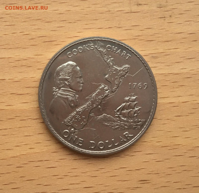 Крона Шайба Новая Зеландия 1 доллар 1969 Капитан Кук - IMG_0388.JPG