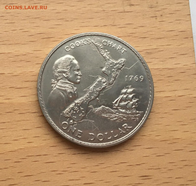 Крона Шайба Новая Зеландия 1 доллар 1969 Капитан Кук - IMG_0390.JPG