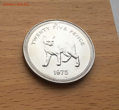 Крона Шайба Остров Мэн 25 пенсов 1975 Кошка кот Мэнкс фауна - IMG_0499.JPG