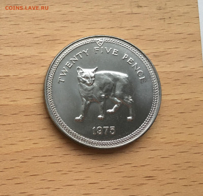 Крона Шайба Остров Мэн 25 пенсов 1975 Кошка кот Мэнкс фауна - IMG_0498.JPG