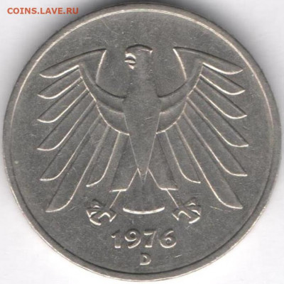 Германия 5 марок 1976г - 5 марок1976а