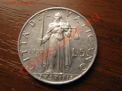 Ватикан 5 лир 1952 Женщина стоит до 04.10 в 21.00 М - IMG_0982