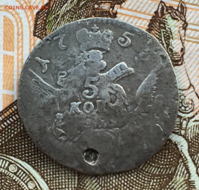 5 копеек 1755 года Облачник до 24 января 23:00 мск - 5 коп 1755 облач (1).JPG