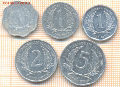 Восточные Карибы 5 монет, до 27.01.2021 г. 22.00 по Москве - Восточные Карибы 5 монет 2623а