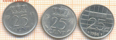Нидерланды 25 центов  3шт, до 28.01.2021 г. 22.00 по Москве - Нидерланды 3 мон 2625