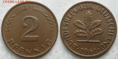 Ходячка ФРГ 2 пфеннига 1950-1967. - 48.16. -ФРГ 2 пфеннига 1961 F    7060