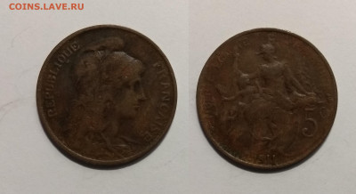 Франция 5 сантим 1911 года - 26.01 22:00 мск - IMG_20200405_104333