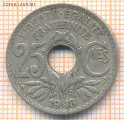 Франция 25 сантимов 1918 г., до 29.01.2021 г. 22.00 по Моск - Франция 25 сантимов 1918 2471