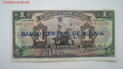 БОЛИВИЯ 1 БОЛИВИАНО 1929, НАДПЕЧАТКА - DSC09718.JPG