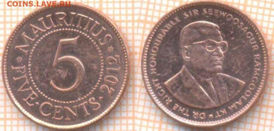 Маврикий 5 центов 2012 г., до 30.01.2021 г. 22.00 по Москве - Маврикий 5 центов 2012 319