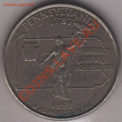 4 доллара 1999 Пенсильвания до 05.10.11 21-00 - США четвертак 1999 2 а