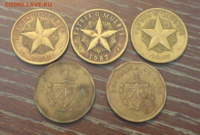 КУБА - 1 песо Хосе Марти, звезда 5 штук до 5.02, 22.00 - Куба 1 песо 5 шт_1.JPG