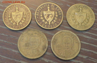 КУБА - 1 песо Хосе Марти, звезда 5 штук до 5.02, 22.00 - Куба 1 песо 5 шт_2.JPG