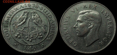4 пенни 1938 Георг VI Отл! до 3.02 - SAfrica_1-4d_1938