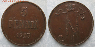 Финляндия 5 пенни 1913  до 05-02-21 в 22:00 - Финляндия 5 пенни 1913    205-к93-4472