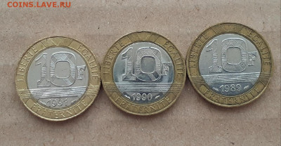 3 монеты Франции 10 франков 1989-1991 - 6.2