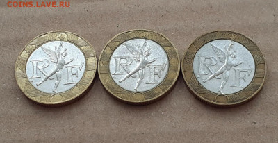 3 монеты Франции 10 франков 1989-1991 - 6.3