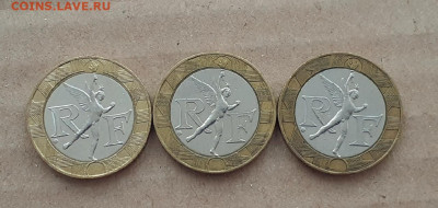 3 монеты Франции 10 франков 1989-1991 - 6.4