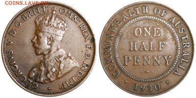 2 пенни 1930 оценка и спрос - Австралия 1-2 пенни 1930