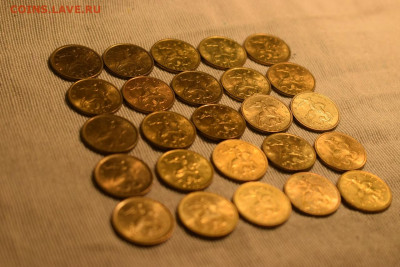 Латунные 10 копеек разных годов в блеске-25 штук до 04.02.21 - латунь огонь 2