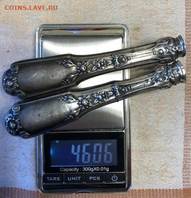 Серебро 84 пр. Ручки от ножей 2 шт.как лом 46  гр. - 179C38F3-AD57-466F-9392-359A64D1D00F