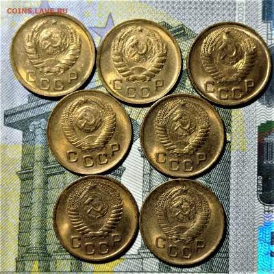 1 копейка 1940-1957 7 штук. UNC. До 04.02.21 в 22.00 по МСК - 2