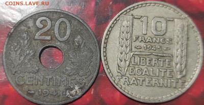 Франция 10франков, 50 ,20, 10,5 сантимов 1918-1962 фикс. - IMG_20210202_212933