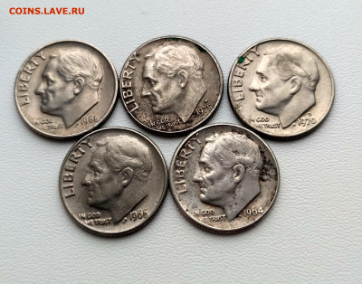 США,1 дайм 1968,1975D,1970D,1966,1964г до 6.02.2021г - IMG_20201121_101702_HDR