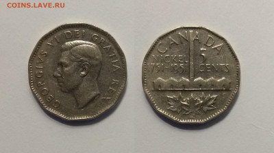 Канада 5 центов 1951 года, Георг VI никель - 11.02 22:00мск - IMG_20210124_095330