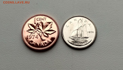 КАНАДА,10 центов 1974г +1 цент 1974г(из набора)до 8.02.2021г - IMG_20210206_135058_HDR