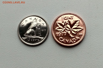 КАНАДА,10 центов 1977г +1 цент 1977г(из набора)до 8.02.2021г - IMG_20210206_134935_HDR