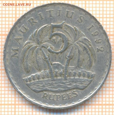 Маврикий 5 рупий 1992 г., до 16.02.2021 г. 22.00 по Москве - Маврикий 5 рупий 1992 2479