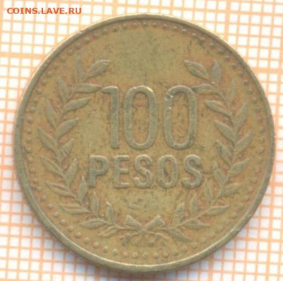Колумбия 100 песо 2008 г., до 17.02.2021 г. 22.00 по Москве - Колумбия 100 песо 2008 2511а