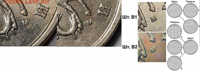 Определение штемпелей - 5 копеек 2002 шт. В1 шлифовка аверс