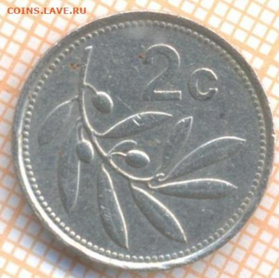 Мальта 2 цента 1991 г., до 17.02.2021 г. 22.00 по Москве - Мальта 2 цента 1991 2734а