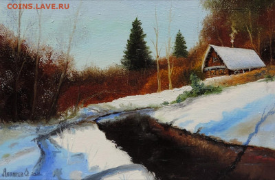 Картина холст масло Заимка на берегу лесной реки - IMG_20210212_093421_422