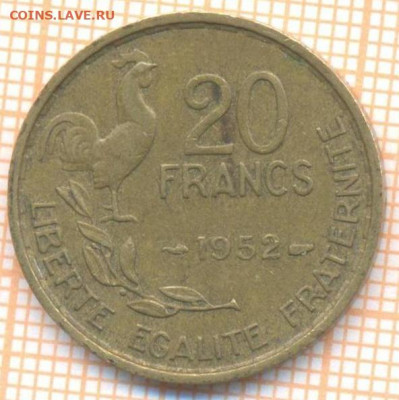Франция 20 франков 1952 г., до 19.02.2021 г. 22.00 по Москве - Франция 20 франков 1952 2755