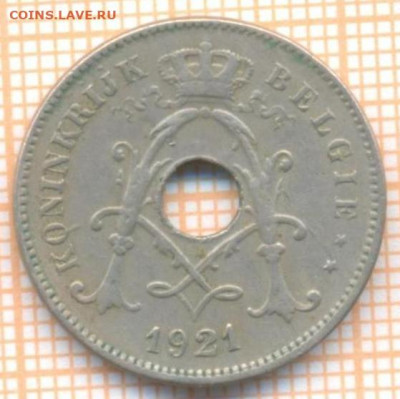 Бельгия 10 сантимов 1921 г., до 19.02.2021 г. 22.00 по Москв - Бельгия 10 саетимов 1921 2757а