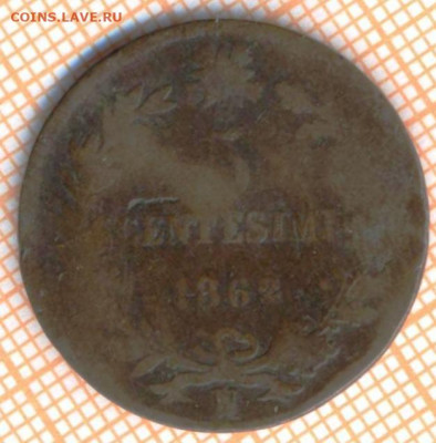 Италия 5 чентезимо 1862 г., до 21.02.2021 г. 22.00 по Москве - Италия 5 чентезимо 1862 2731а