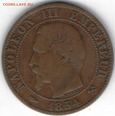 Франция 5 сантимов 1854 Наполеон III - Наполеон54а