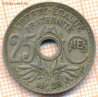 Франция 25 сантимов 1928 г., до 23.02.2021 г. 22.00 по Москв - Франция 25 сантимов 1928 2728а