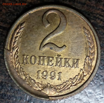 2 копейки 1991 года БОЛЬШОЙ скол штемпеля до 19.02.21г. - 252